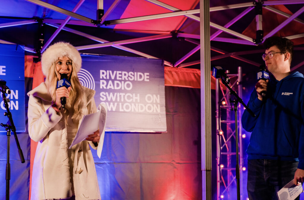 Riverside Radio onstage at the Christmas Lights